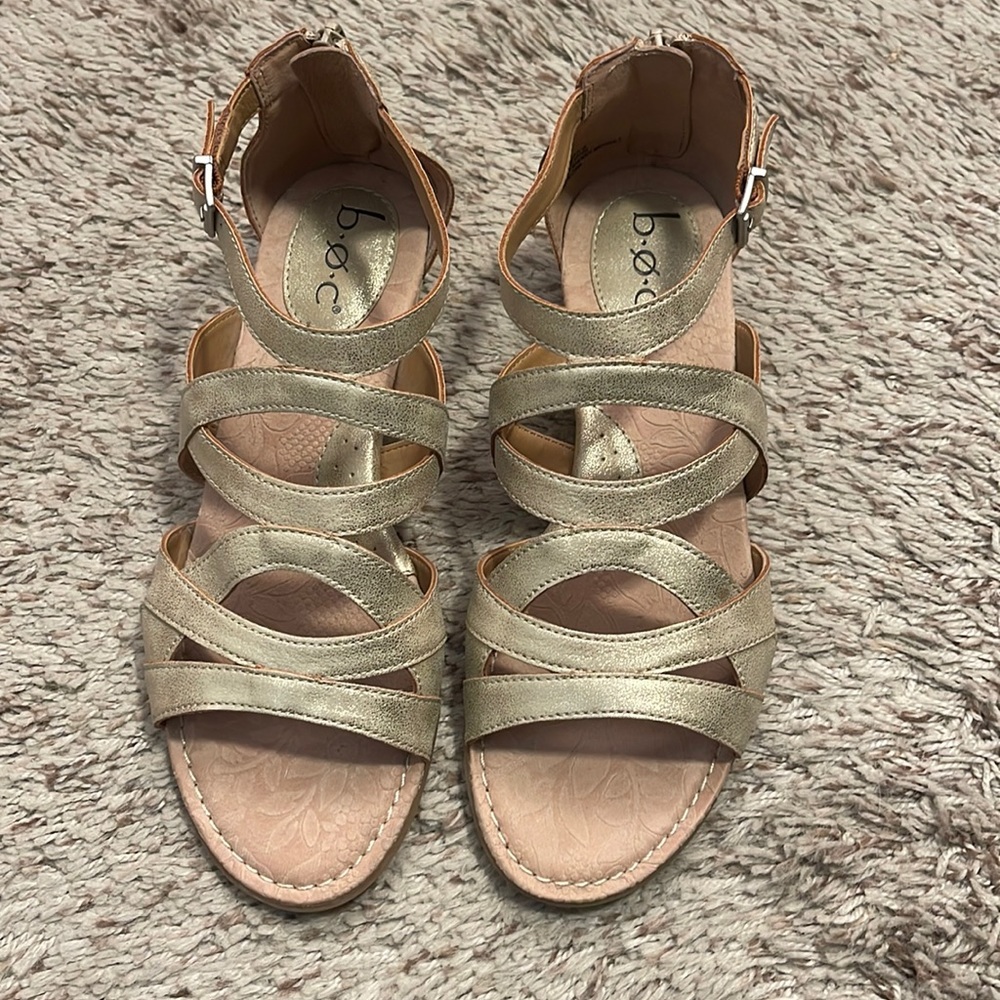 b.o.c. Metallic Champagne Multi-Strap Women's Sandals
